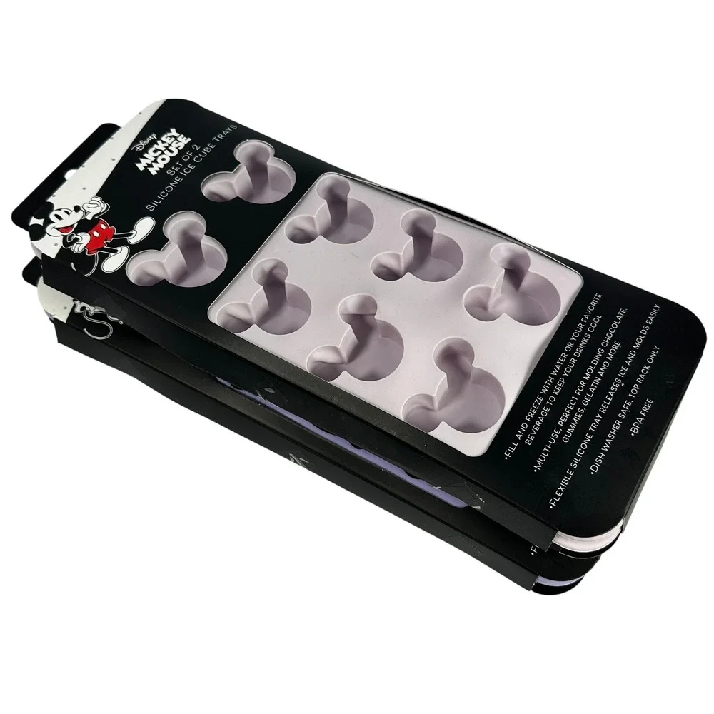 Disney Mickey Minnie Mouse Silicone Ice Cube‎ Trays Set of 2 Purple Lavender New
